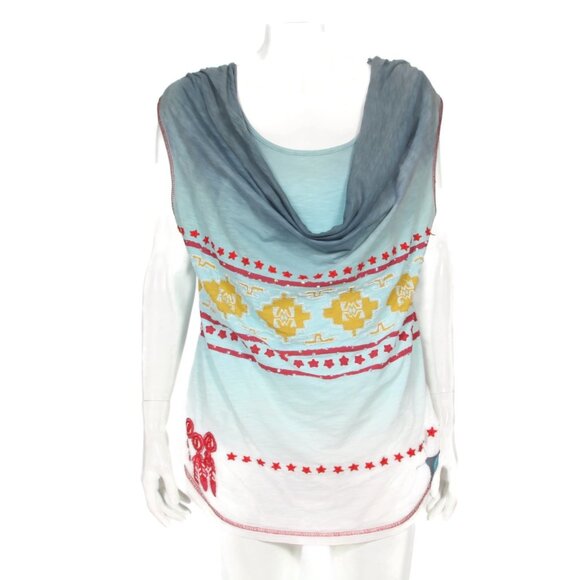Double D Ranch Tank Top Women L Ombre Cowl Neck Festival Boho Western Aztec -757 - Picture 1 of 10